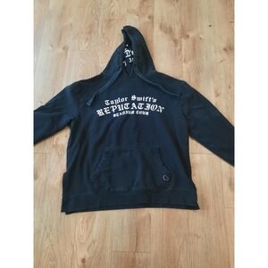Taylor Swift Reputation Stadium Tour Black Hoodie Oversized Snake Rose Graphic S